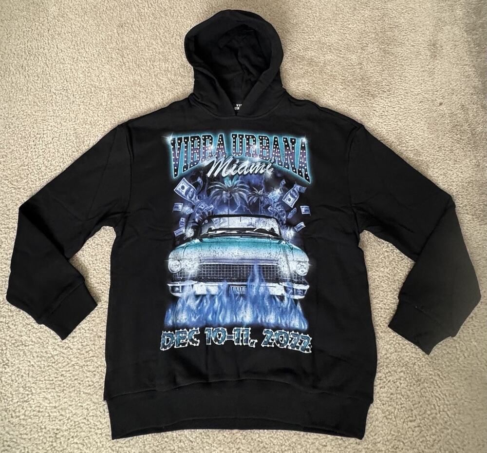 Vibra Urbana Miami 2022 Hoodie Men’s Large Black Maluma Don Omar Concert New NIP